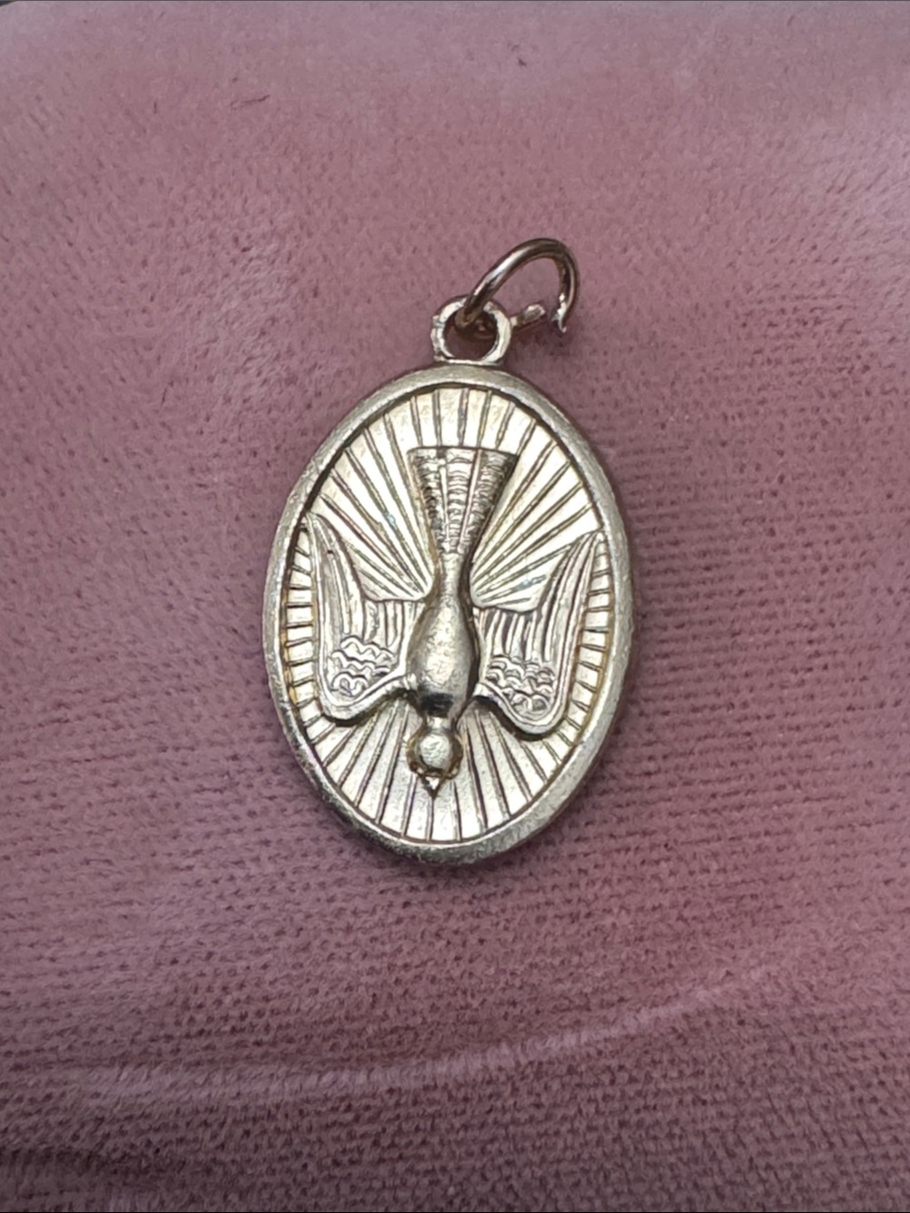 Silver-Tone Dove Pray For Us Pendant Necklace Charm Made In Italy